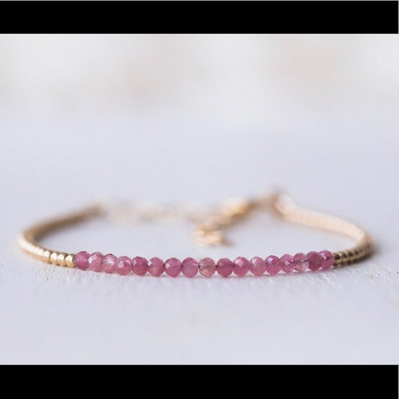 Pink Tourmaline Beaded Bracelet in 14k gold filled - Picture 1 of 3